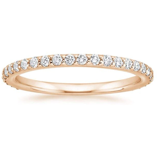 14K Gold Plated Sterling Silver Cubic Zirconia Diamond Stackable Eternity Bands for Women