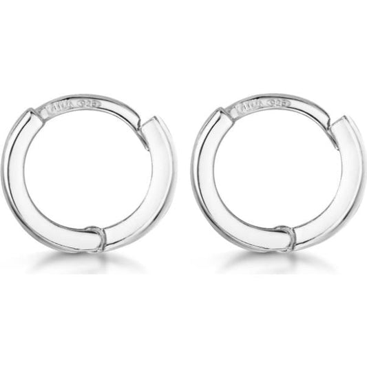 925 Sterling Silver Pair of Round Hinged Hoops - Sleeper Earrings