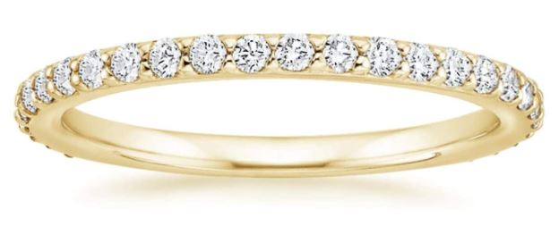 14K Gold Plated Sterling Silver Cubic Zirconia Diamond Stackable Eternity Bands for Women