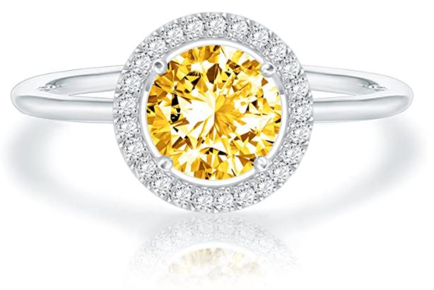 14K Gold Plated Swarovski Crystal Birthstone Ring - Adjustable Stackable Ring