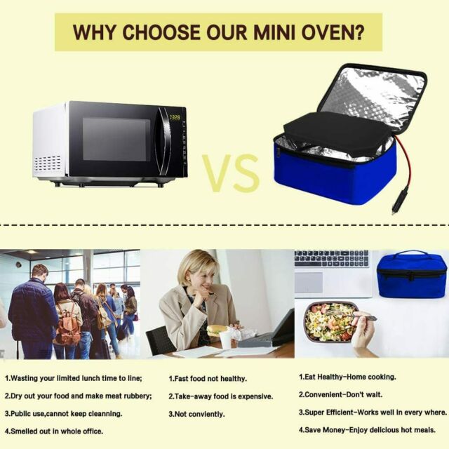 12V Personal Mini Oven Electric Heating Lunch Box Carry Tote Food Warmer for Car